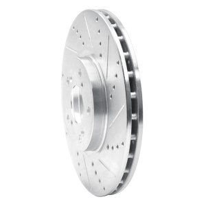 Acura TL Brake Rotor (1) - Front Right - R1 Concepts - Drilled & Slotted - Silver - `04-`08